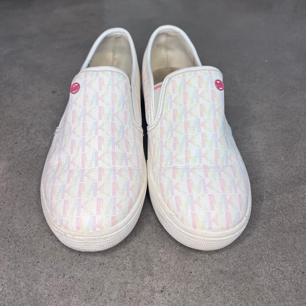 Michael Kors MK Keaton white slip on fashion sneaker Girls size 3 shoes